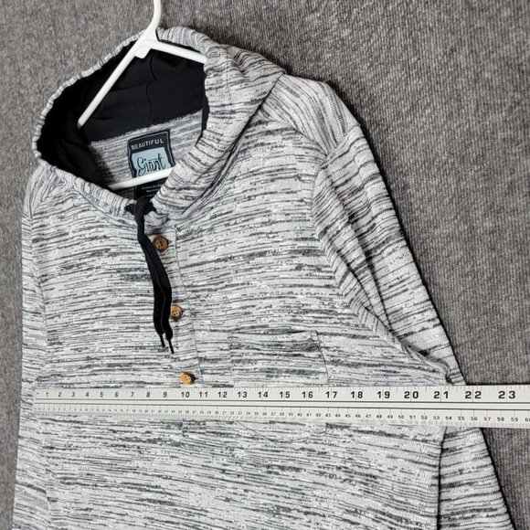 Beautiful Giant Hoodie Mens Large Heather Black Gray Pullover Sweatshirt - Picture 3 of 12